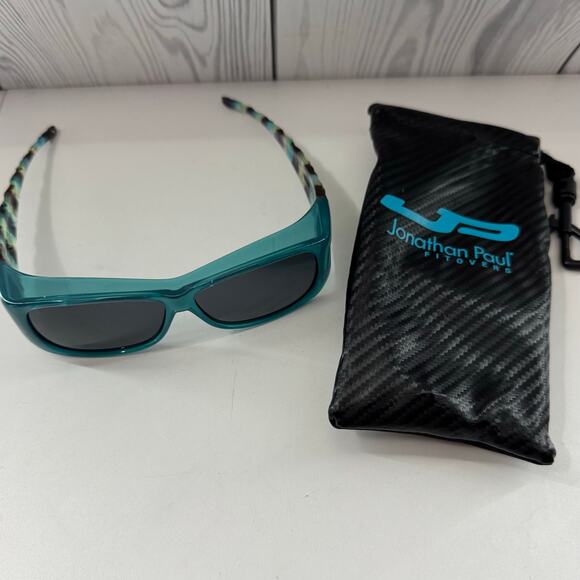 Jonathan Paul Fitovers Timeless Large Polarized Sunglasses Teal Brown - Picture 1 of 6